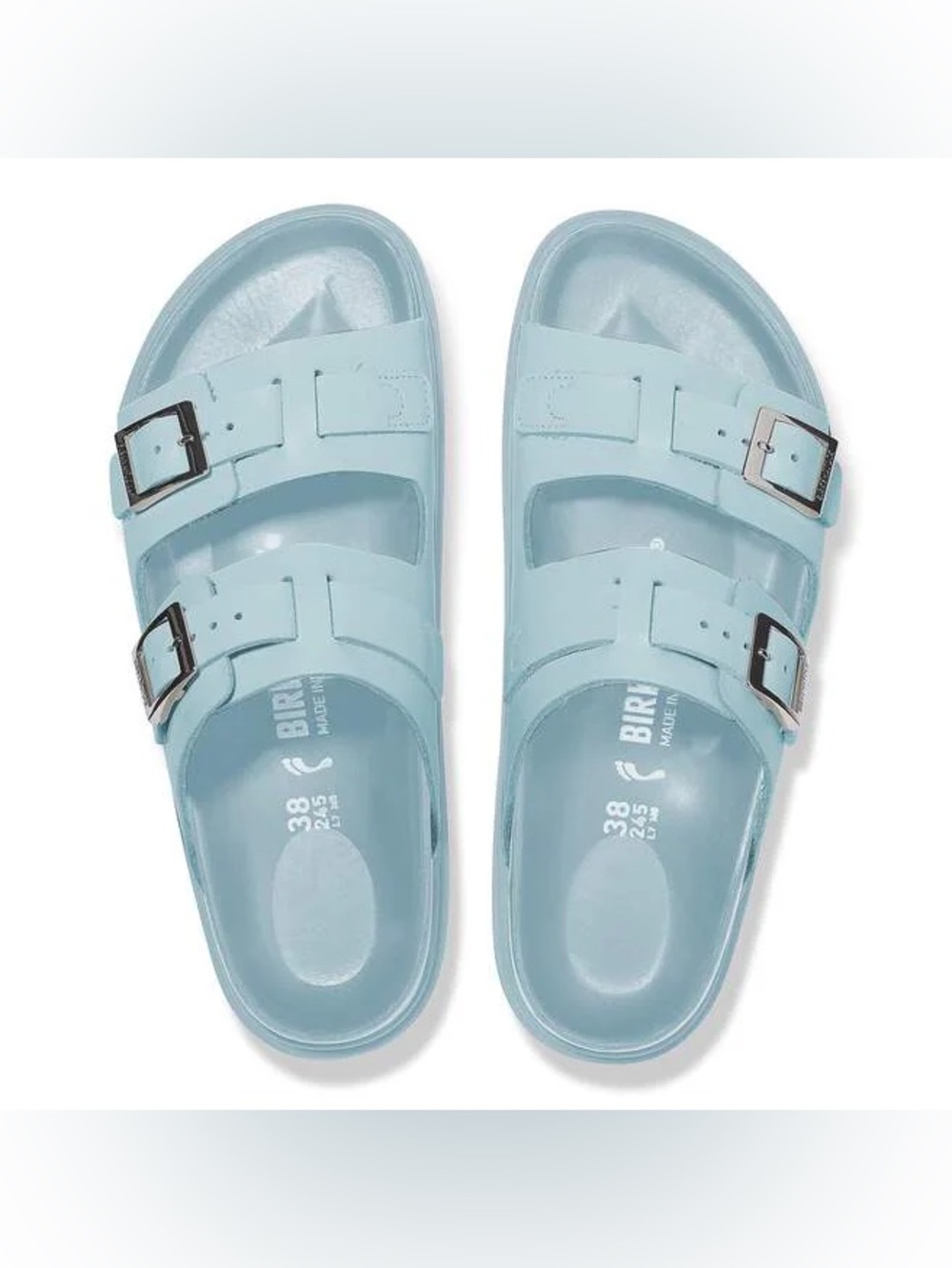NWT Birkenstock St Barths Exquisite Leather Sandals Mineral Blue Medium/Narrow S